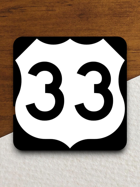 United States route 33 road sign sticker, road trip sticker, highway sign, room decor, travel sticker