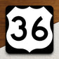 United States route 36 road sign sticker, road trip sticker, highway sign, room decor, travel sticker