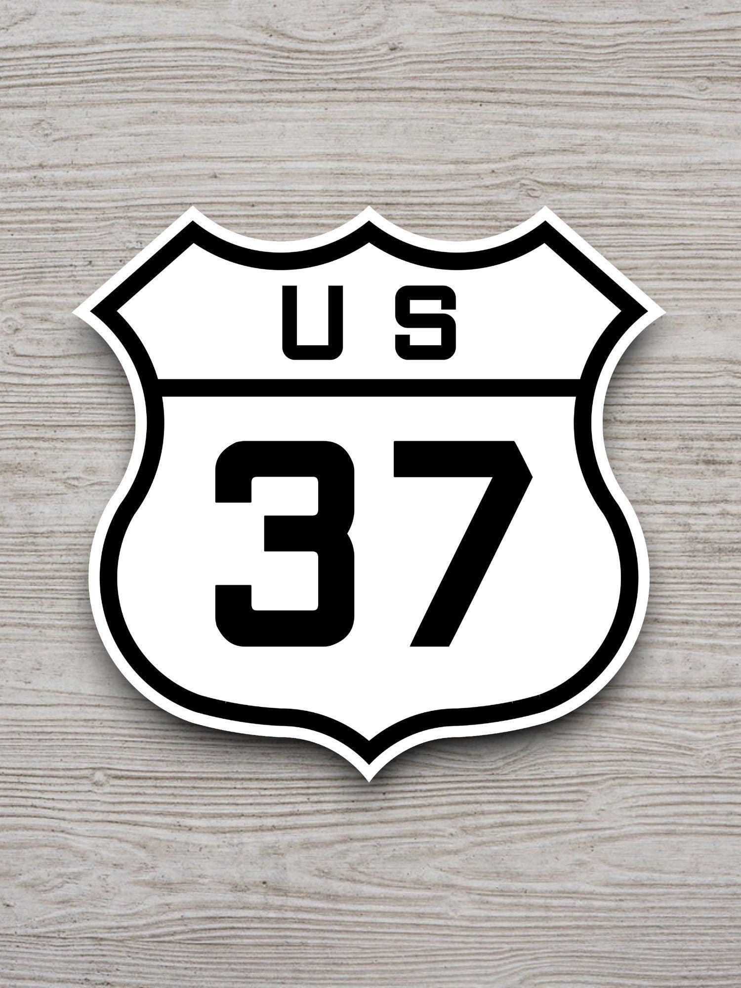 United States route 37 road sign sticker, road trip sticker, highway sign, room decor, travel sticker