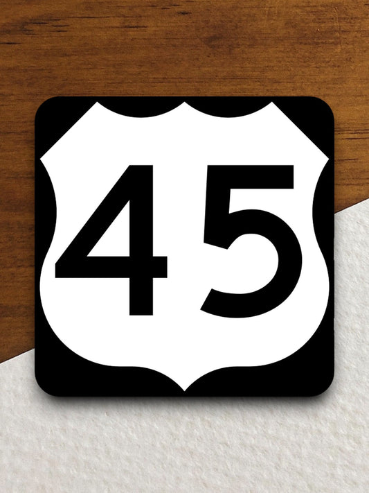 United States route 45 road sign sticker, road trip sticker, highway sign, room decor, travel sticker