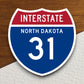 Interstate route  31 north dakota sticker, Interstate Highway Sign Expressway Stickers, Highway Sign Road Trip Sticker, Room Décor