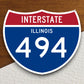 Interstate route  494 illinois sticker, Interstate Highway Sign Expressway Stickers, Highway Sign Road Trip Sticker, Room Décor