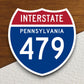 Interstate route  479 pennsylvania sticker, Interstate Highway Sign Expressway Stickers, Highway Sign Road Trip Sticker, Room Décor