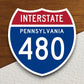 Interstate route  480 pennsylvania sticker, Interstate Highway Sign Expressway Stickers, Highway Sign Road Trip Sticker, Room Décor