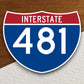 Interstate route  481 sticker, Interstate Highway Sign Expressway Stickers, Highway Sign Road Trip Sticker, Room Décor