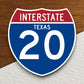 Interstate route  20 texas sticker, Texas sticker, Interstate Highway Sign Expressway Stickers, Highway Sign Road Trip Sticker, Room Décor