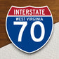 Interstate route  70 west virginia sticker, Interstate Highway Sign Expressway Stickers, Highway Sign Road Trip Sticker, Room Décor