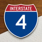 Interstate route  4 sticker, Interstate Highway Sign Expressway Stickers, Highway Sign Road Trip Sticker, Room Décor