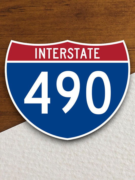 Interstate route  490 sticker, Interstate Highway Sign Expressway Stickers, Highway Sign Road Trip Sticker, Room Décor