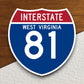 Interstate route  81 west virginia sticker, Interstate Highway Sign Expressway Stickers, Highway Sign Road Trip Sticker, Room Décor