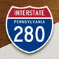 Interstate route  280 Pennsylvania sticker, Interstate Highway Sign Expressway Stickers, Highway Sign Road Trip Sticker, Room Décor