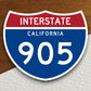 Interstate route  905 California sticker, California sticker, Interstate Highway Sign Expressway Stickers, Highway Sign Road Trip Sticker