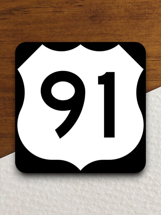 United States route 91 road sign sticker, road trip sticker, highway sign, room decor, travel sticker