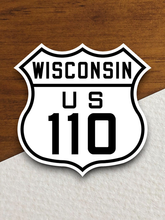 United States route 110 wisconsin road sign sticker, road trip sticker, highway sign, room decor, travel sticker