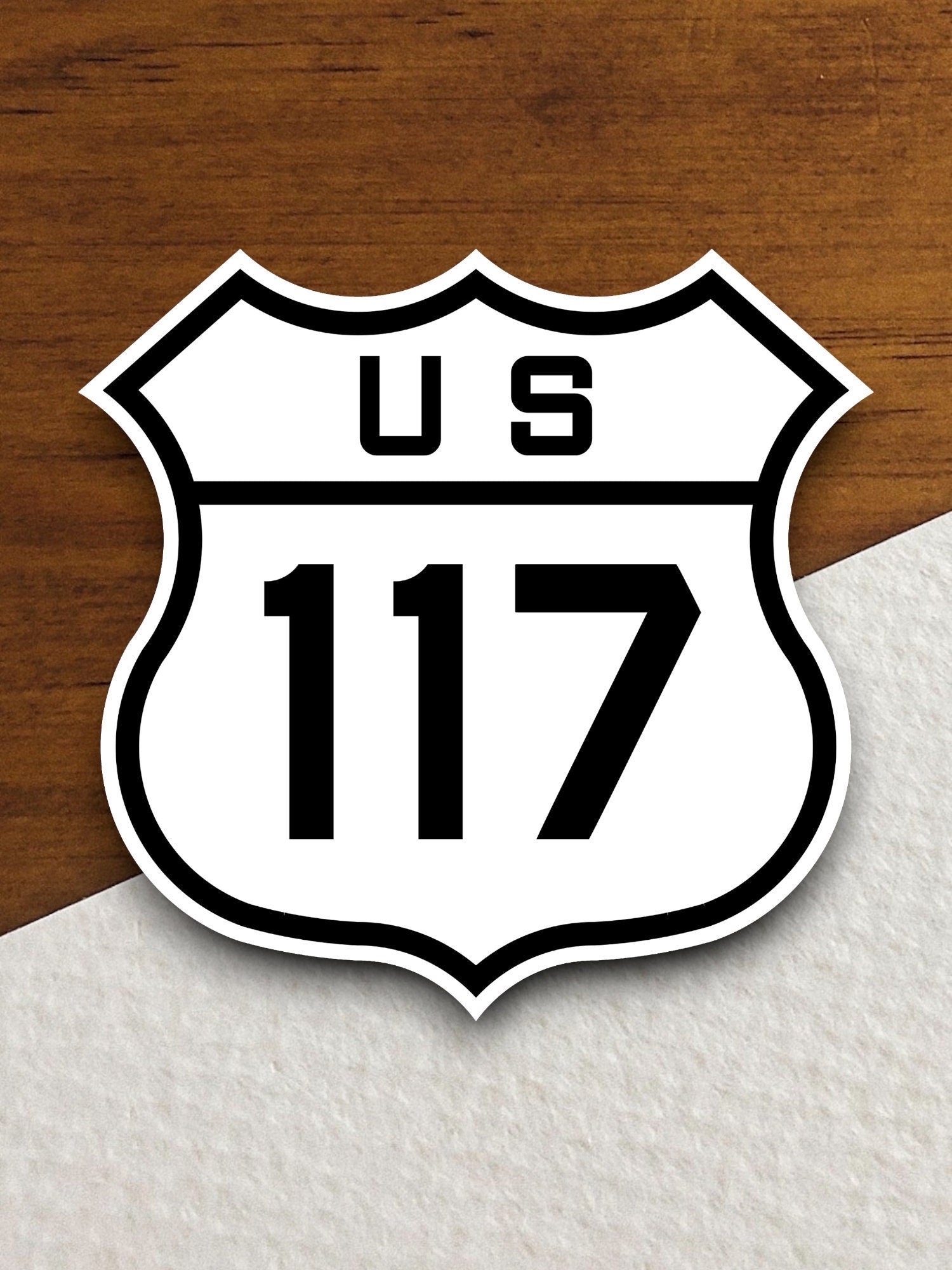 United States route 117 road sign sticker, road trip sticker, highway sign, room decor, travel sticker