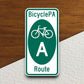 Pennsylvania   bike route a road sign sticker, road trip sticker, highway sign, room decor, travel sticker