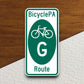 Pennsylvania   bike route g road sign sticker, road trip sticker, highway sign, room decor, travel sticker