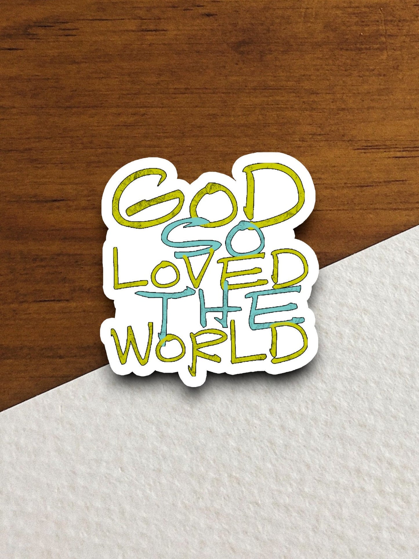 God so loved the world sticker, Religious Sticker, Faith Sticker, Worship Sticker, Christian Sticker, love sticker, God sticker, Room Décor