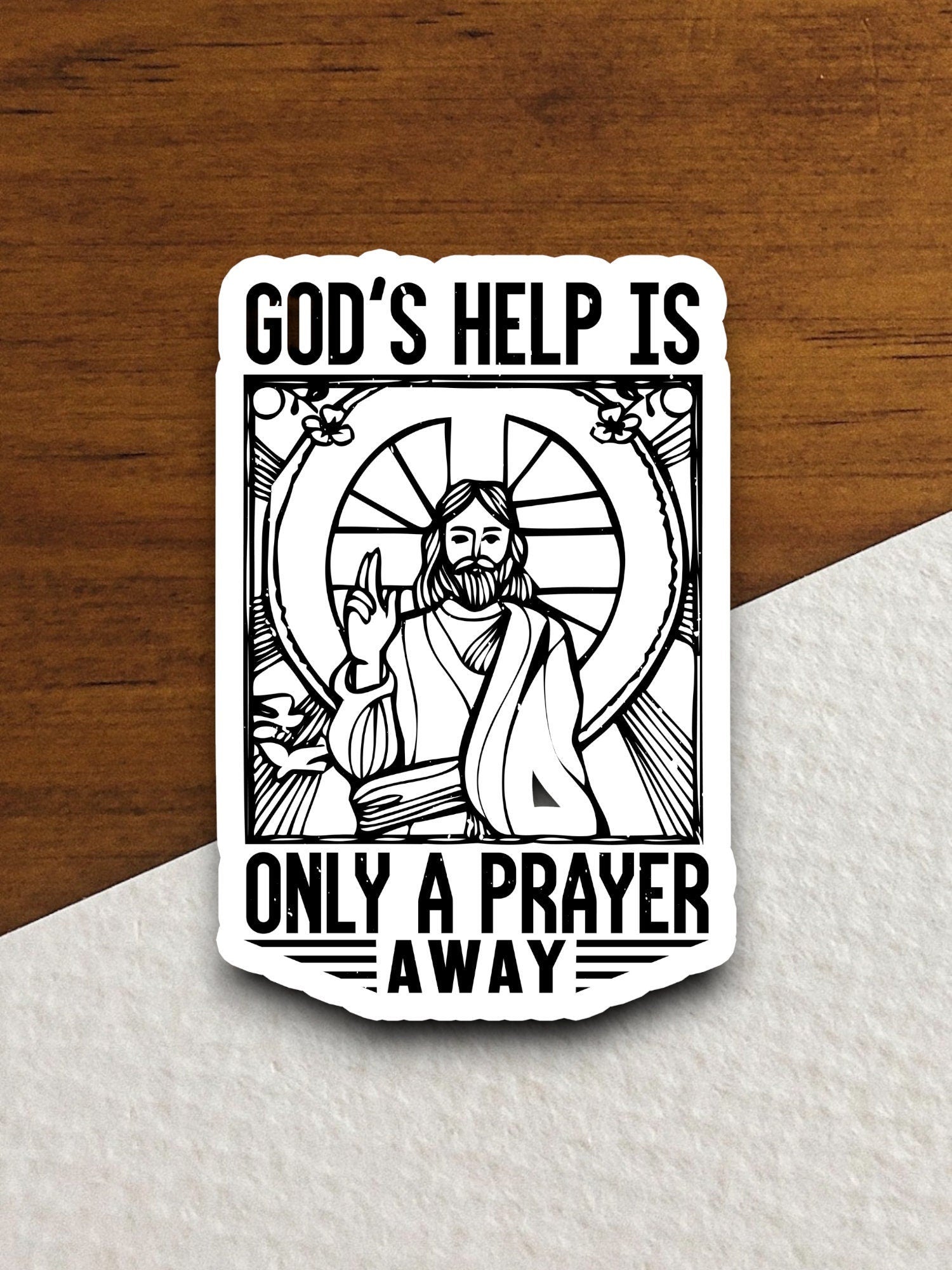 God's help is only a prayer away sticker, Religious Sticker, Faith Sticker, Worship Sticker, prayer sticker, planner sticker, God sticker