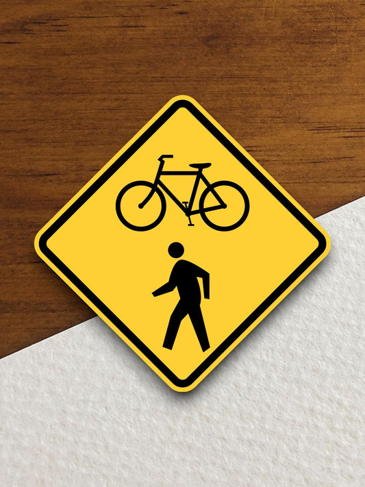 Bicycle and pedestrians  road sign stickers, Room Decor, Traffic Sticker, Road Sign Decoration, Road Work Signs, Building Signs