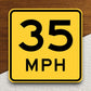 Speed advisory 35 mph sign sticker, souvenir travel sticker, road sign decor, travel gift, planner sticker, laptop decal, Room Décor