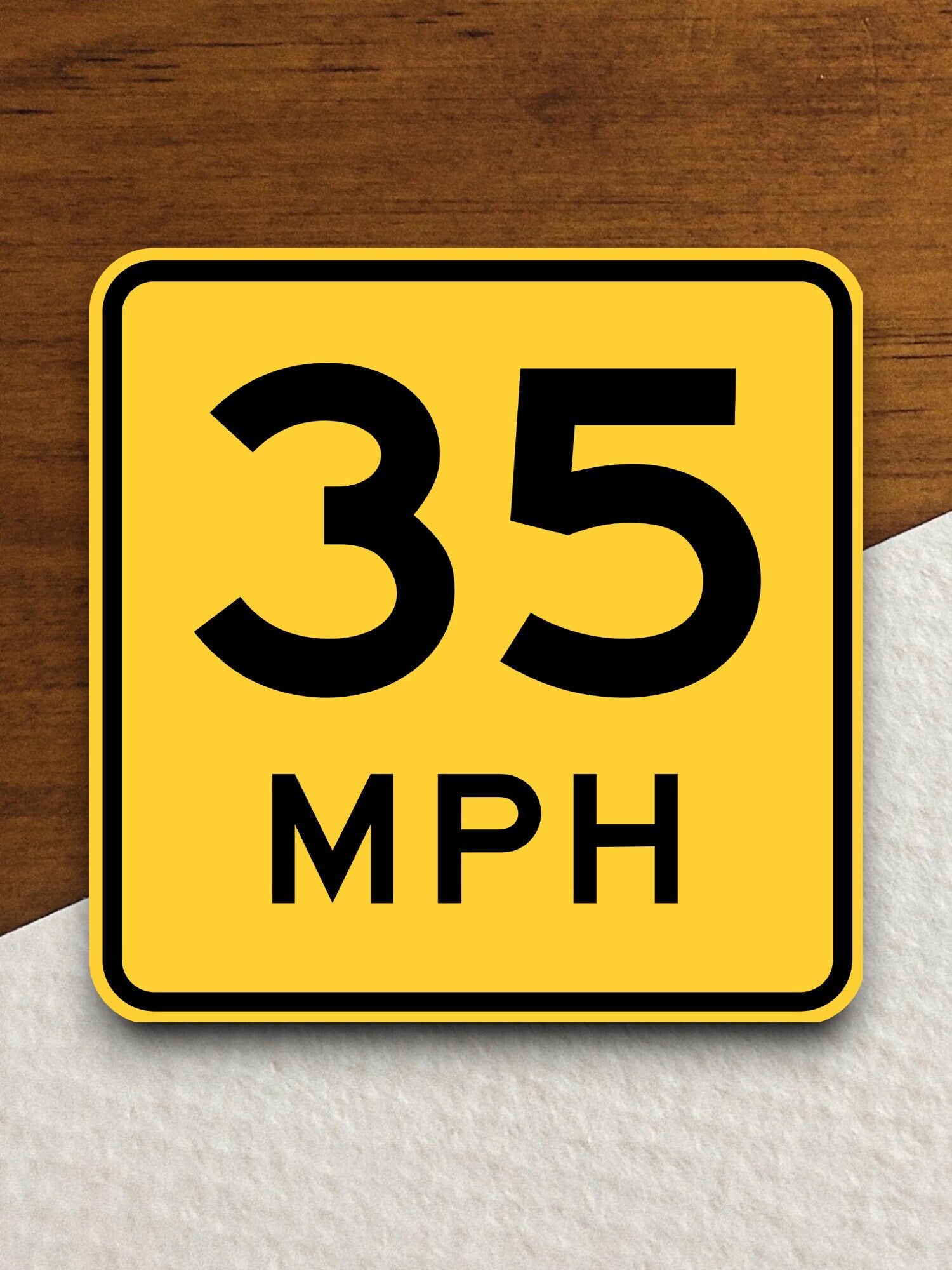 Speed advisory 35 mph sign sticker, souvenir travel sticker, road sign decor, travel gift, planner sticker, laptop decal, Room Décor