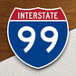 Interstate route  99 sticker,, Interstate Highway Sign Expressway Stickers, Highway Sign Road Trip Sticker, Room Décor