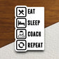 Eat sleep coach repeat sticker sports sticker, back to school sticker, education sticker, teacher sticker, Room Décor