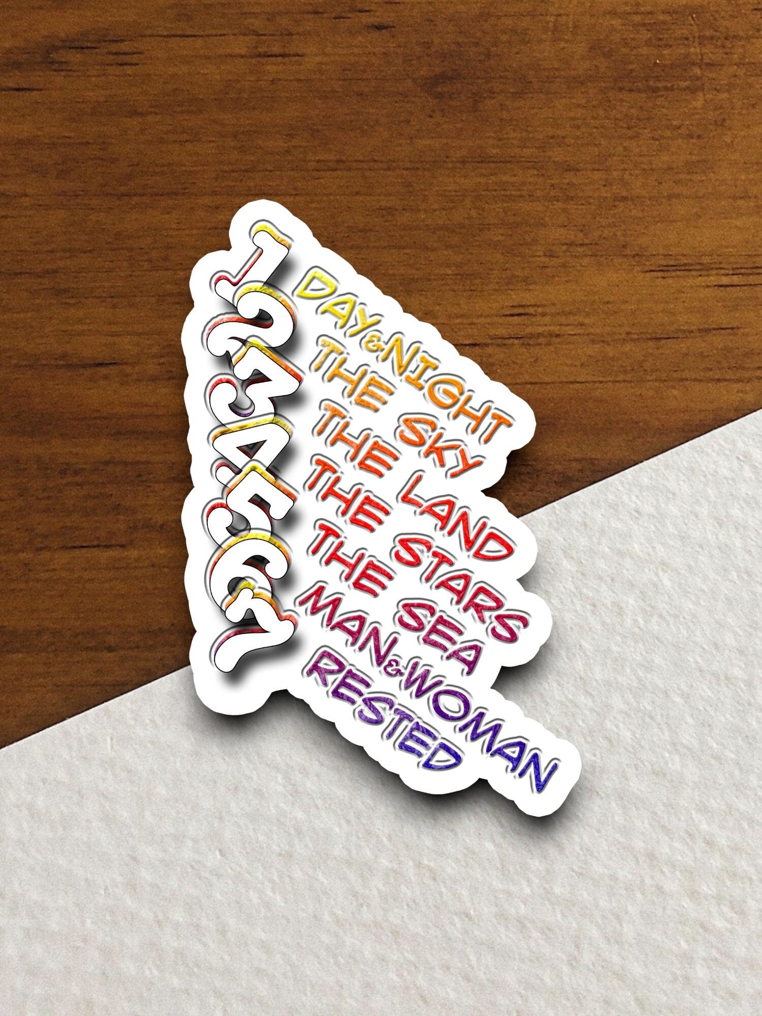 Seven days of creation sticker, Religious Sticker, Faith Sticker, Worship Sticker, Christian Sticker, Scripture Sticker, Room Décor