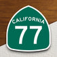 California state route 77 road sign sticker, road trip sticker, highway sign, room decor, travel sticker