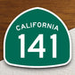 California state route 141 road sign sticker, road trip sticker, highway sign, room decor, travel sticker