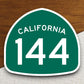 California state route 144 road sign sticker, road trip sticker, highway sign, room decor, travel sticker