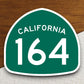 California state route 164 road sign sticker, road trip sticker, highway sign, room decor, travel sticker