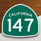 California state route 147 road sign sticker, road trip sticker, highway sign, room decor, travel sticker