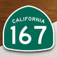 California state route 167 road sign sticker, road trip sticker, highway sign, room decor, travel sticker