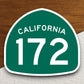 California state route 172 road sign sticker, road trip sticker, highway sign, room decor, travel sticker