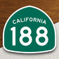 California state route 188 road sign sticker, road trip sticker, highway sign, room decor, travel sticker