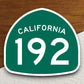 California state route 192 road sign sticker, road trip sticker, highway sign, room decor, travel sticker