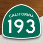 California state route 193 road sign sticker, road trip sticker, highway sign, room decor, travel sticker