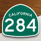 California state route 284 road sign sticker, road trip sticker, highway sign, room decor, travel sticker