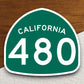 California state route 480 road sign sticker, road trip sticker, highway sign, room decor, travel sticker