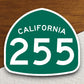 California state route 255 road sign sticker, road trip sticker, highway sign, room decor, travel sticker