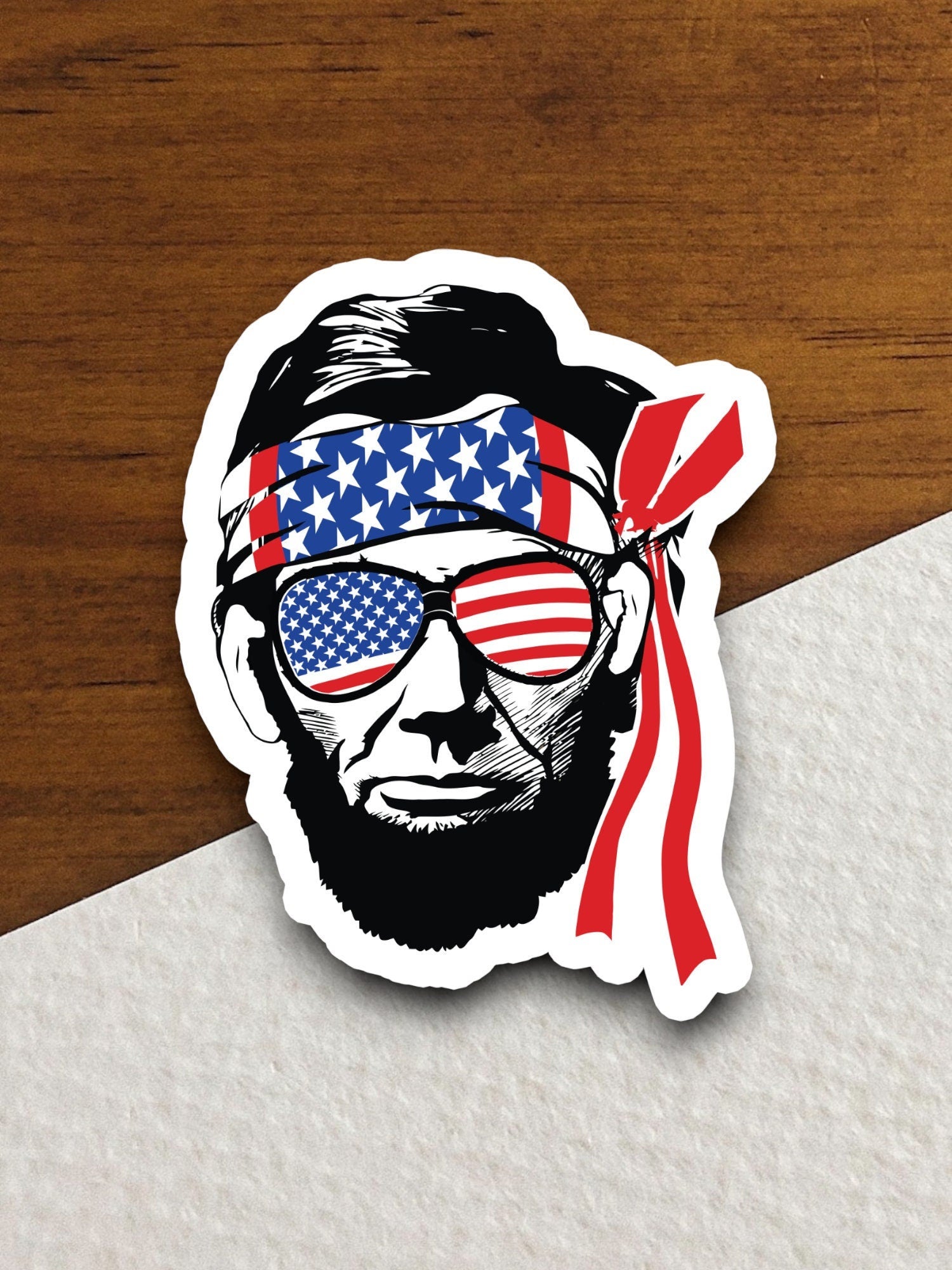 Abraham lincoln 4th of july with sunglasses sticker, holiday sticker, seasonal sticker, Room Décor