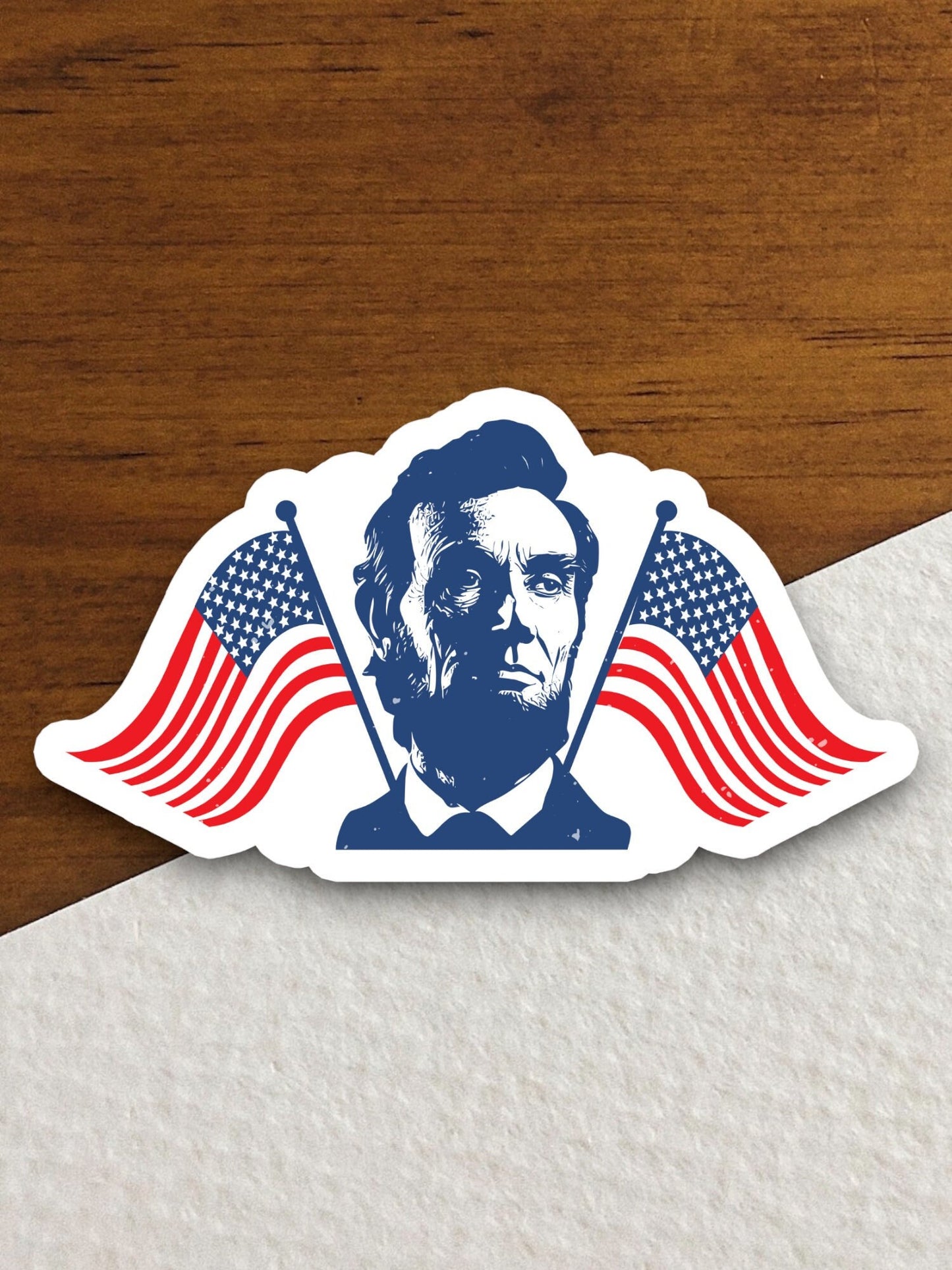 Abraham lincoln with 2 flags sticker, holiday sticker, seasonal sticker, Room Décor