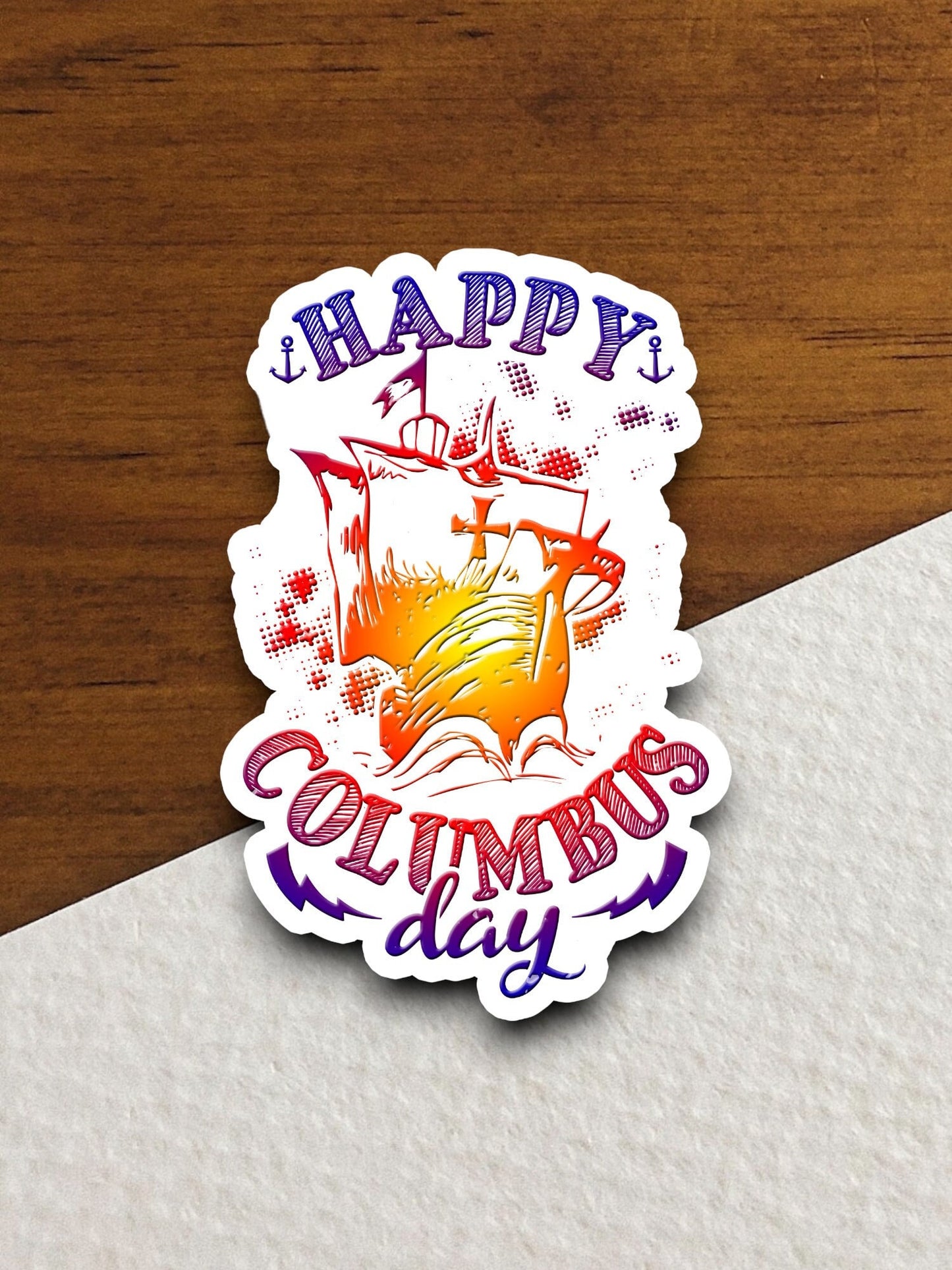 Happy Columbus day sticker, patriotic laptop decal, water bottle decor, gift sticker, planner accessories, journal sticker, Room Décor