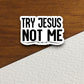 Try Jesus not me sticker, Religious Sticker, Faith Sticker, Worship Sticker, Christian Sticker, Scripture Sticker, Room Décor