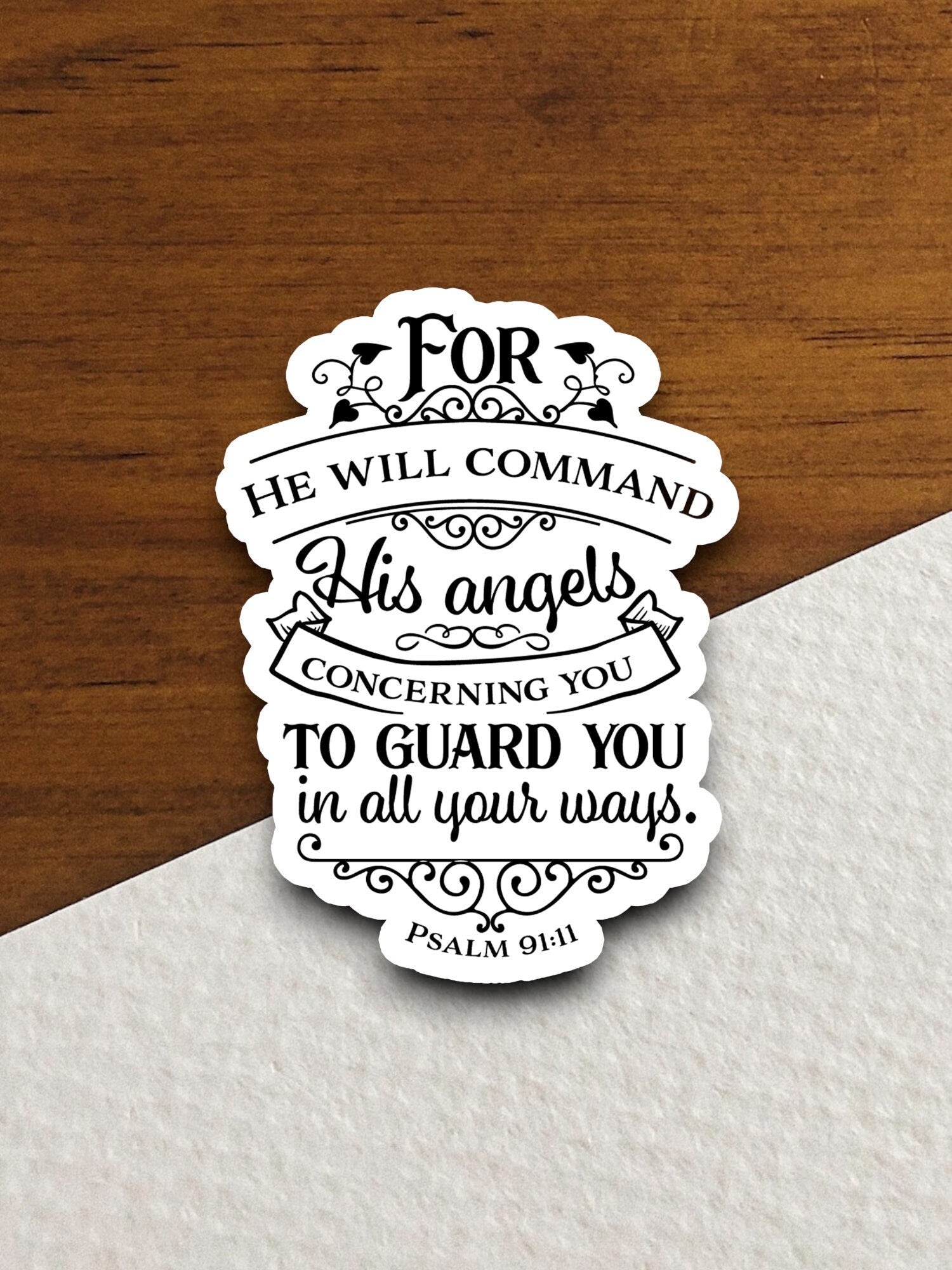 For he will command his angels concerning you sticker, Religious Sticker, Faith Sticker, Worship Sticker, Christian Sticker, angels sticker