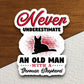 Never underestimate an old man with a german shepherd dog sticker, Funny Animal Sticker For Laptop, Water Bottle, Hydro flask, Phone, Gift