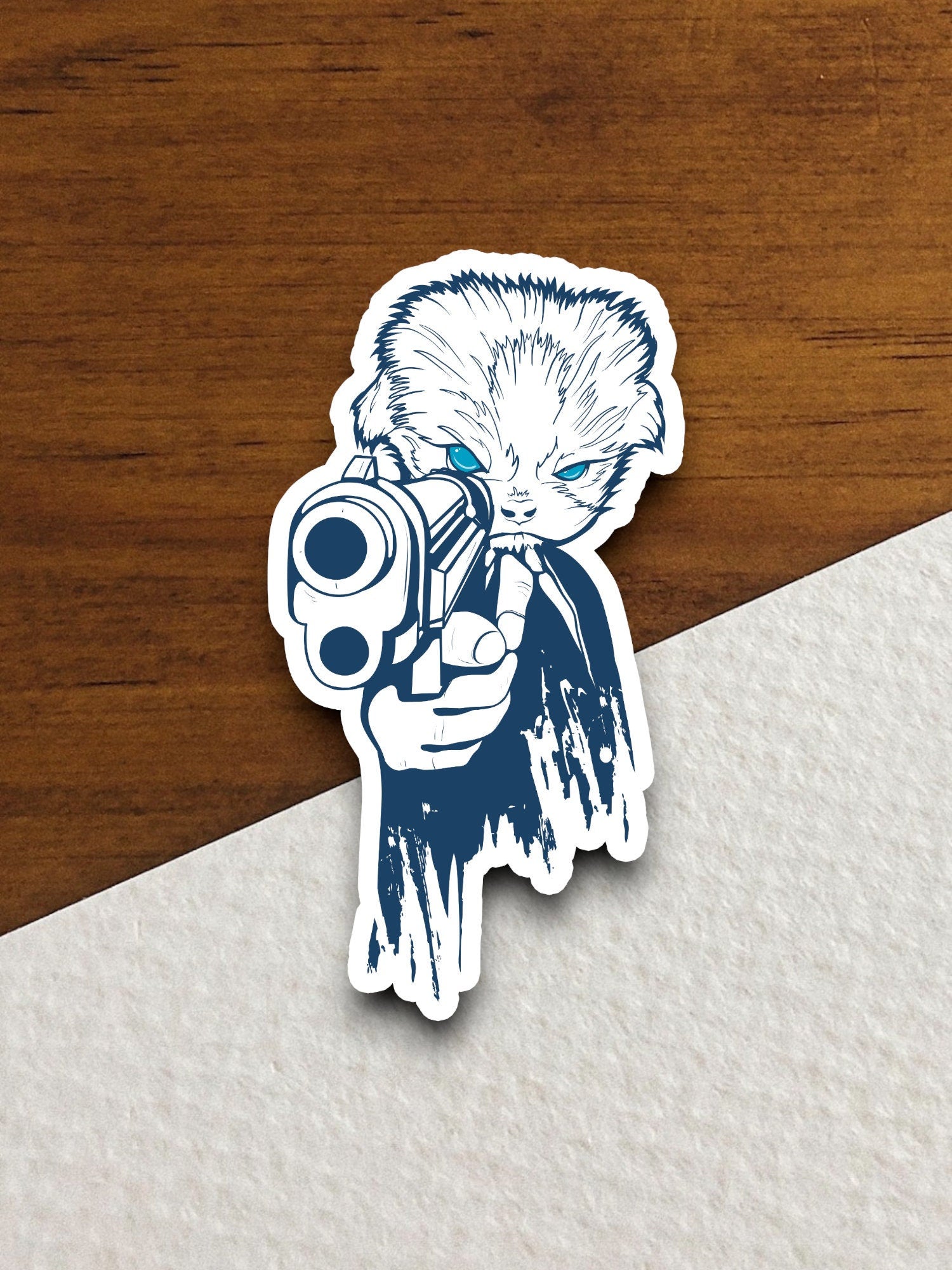 Furry animal with gun sticker, Funny Animal Sticker For Laptop, Water Bottle, Hydro flask, Phone, Computer, Gift, Pet Sticker