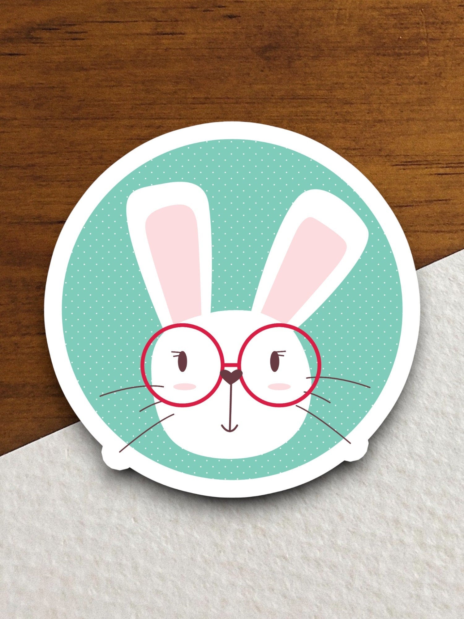 Bunny with glasses bunny sticker, Funny Animal Sticker For Laptop, Water Bottle, Hydro flask, Phone, Computer, Gift, Pet Sticker